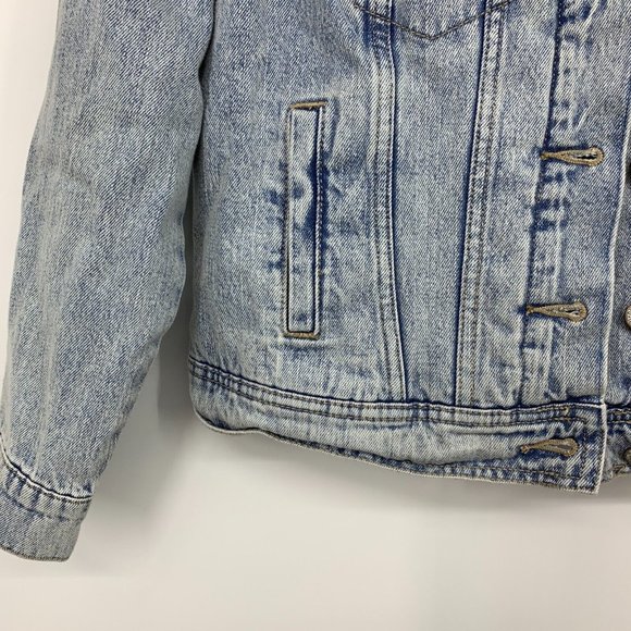 Old Navy Denim Jacket Sherpa Lined Button Light Blue Jean - Picture 5 of 11